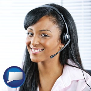 a customer service representative - with Connecticut icon